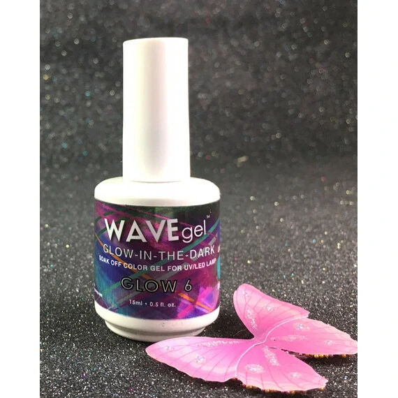 WAVE GLOW 6 SOAK OFF COLOR GEL POLISH GLOW IN THE DARK