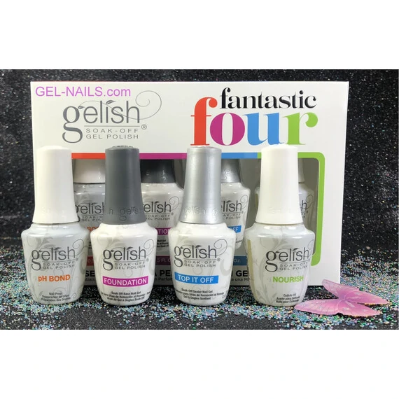 GELISH FANTASTIC FOUR ESSENTIALS COLLECTION SOAK OFF GEL NAIL POLISH KIT