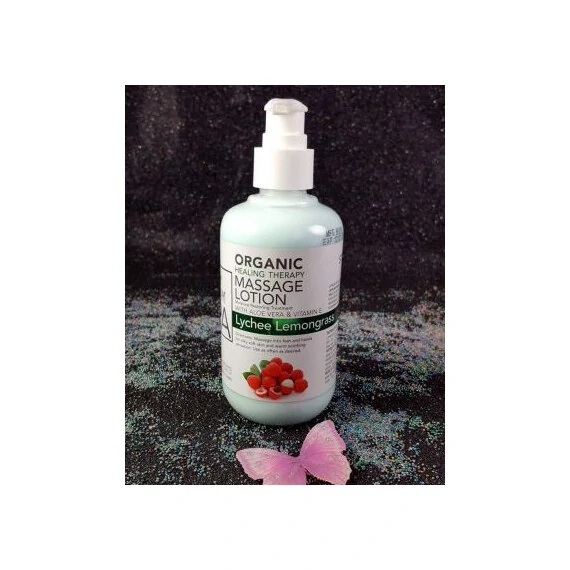 LA PALM SPA PRODUCTS - ORGANIC HEALING MASSAGE LOTION - LYCHEE LEMONGRASS 8OZ-240ML