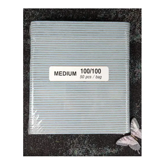 PADDED NAIL FILES 100-100 GRIT MEDIUM 50 PCS