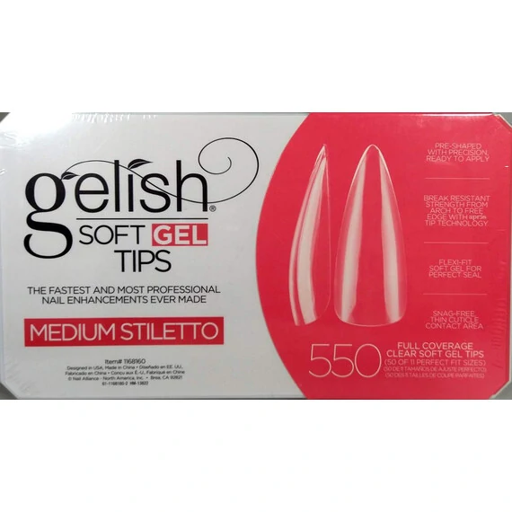 HARMONY GELISH - SOFT GEL TIPS - MEDIUM STILETTO 550CT
