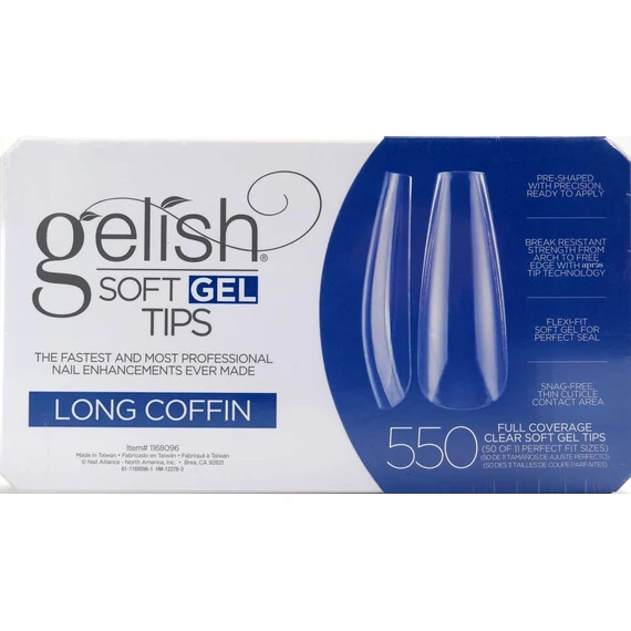 HARMONY GELISH - SOFT GEL TIPS - LONG COFFIN 550CT