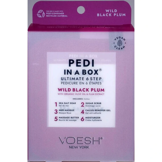 VOESH DELUXE PEDICURE IN A BOX 6 IN 1 - WILD BLACK PLUM