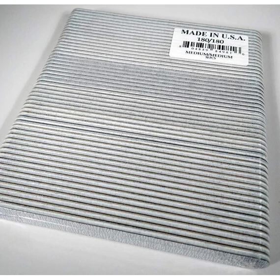 PADDED NAIL FILES - MADE IN USA - 180/180 GRIT - MEDIUM 50 PCS​ PACKAGE